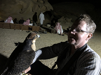 Joe Hobbs with falcon