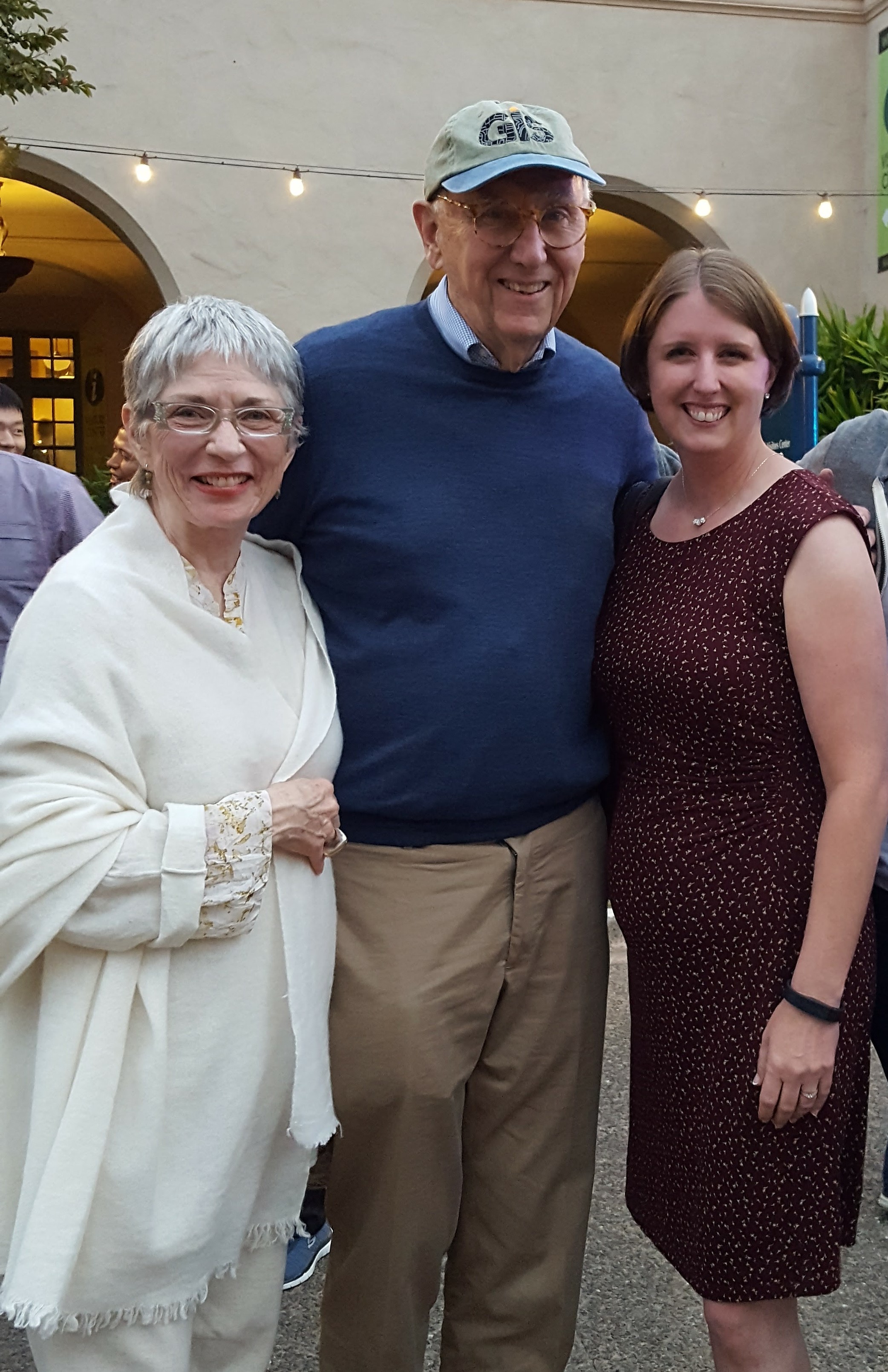 Amy Roust, right, met Esri founder and president Jack Dangermond and his wife, Laura back in 2016. She ran into them at Balboa Park in San Diego while attending the Esri User Conference for work.