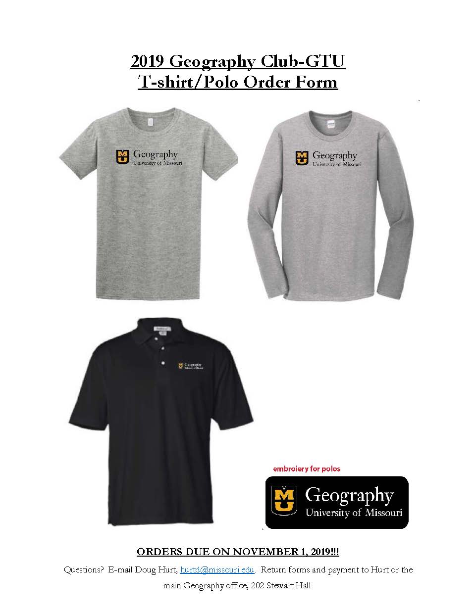 Geography T-Shirt and Polos Available Through Nov. 1, 2019