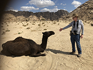 Joe Hobbs with camel in Saudi Arabia